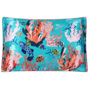 Jessica Russell Taie d'oreiller en soie corail sous-marin Flint - Bleu/Rose