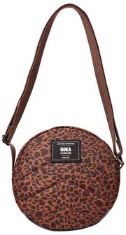 Roka Paddington Petit sac à bandoulière en toile recyclée - Mini Léopard Marron
