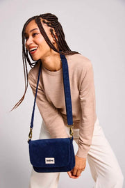 Sac à Bandoulière Hindbag Margault - Velours Bleu Marine