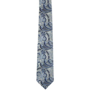Michelsons of London Ornamental Paisley Polyester Tie and Pocket Square Set - Grey/Blue