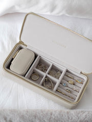 Grande boîte à bijoux de voyage zippée Stackers - Avoine
