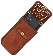 Sac Porte-Téléphone Campomaggi Siena Stud - Cognac Tan