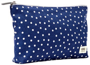 Pochette moyenne en toile de coton Roka Maida Vale - Pois bleu marine