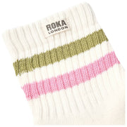 Chaussettes Roka Windosr Stripe Crew - Avocat/Oeillet Rose