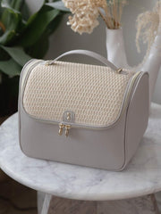 Grande trousse à cosmétiques Stackers - Raphia Taupe