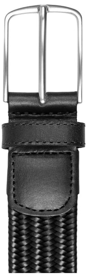 Ceinture En Cuir Tressé Dents - Noir