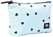 Roka Maida Vale Petite pochette en toile de coton - Imprimé coeur bleu
