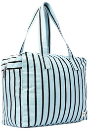 Sac à bandoulière en toile de coton Roka Sloane de taille moyenne - Rayure bleue