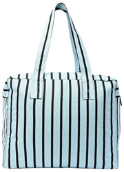Sac à bandoulière en toile de coton Roka Sloane de taille moyenne - Rayure bleue
