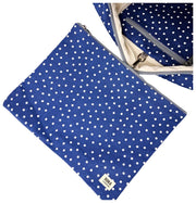 Grand sac bébé en toile de coton Roka Somerset - Bleu marine à pois
