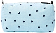 Roka Mayfair Petite trousse de toilette en toile de coton - Imprimé coeur bleu
