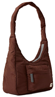 Petit sac à main Roka Belsize en Taslon recyclé - Marron chocolat