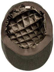 Casquette Plate en Tweed à Chevrons Dents Grafham - Vert Forêt
