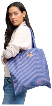 Superdry & Co Oxford Stripe Tote Bag - Broker Marine/Rose Rayé