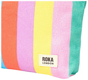 Roka Maida Vale Pochette en toile de coton moyenne - Larges rayures multiples