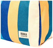 Roka Mayfair Petite trousse de toilette en toile de coton - Larges rayures multiples