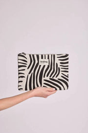 Pochette Zippée Hindbag Ema Medium - Zebra Crème
