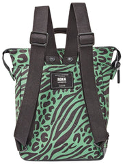 Petit sac à dos en toile recyclée Roka Bantry B - Vert artichaut d'animaux mélangés
