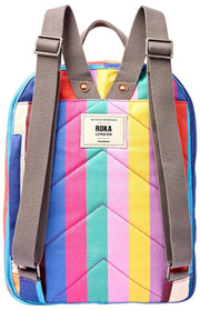 Roka Hampton Petit sac à dos en toile de coton - Larges rayures multicolores