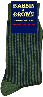 Chaussettes à rayures verticales de bassin et marron - vert / marine
