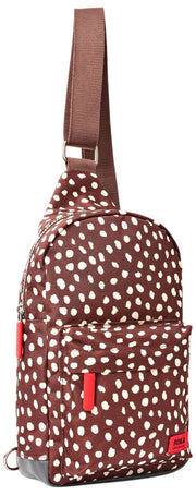 Roka Willesden Grand sac à bandoulière en toile recyclée - Marron à pois