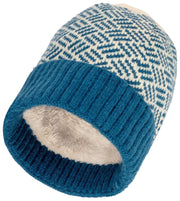 Bonnet Tricoté Elie Beaumont - Bleu Sarcelle/Blanc Crème