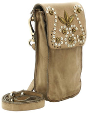 Sac Porte-Téléphone Campomaggi Siena Stud - Beige Glacé