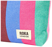 Roka Maida Vale Petite pochette en toile de coton - Larges rayures multiples