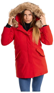 Helvetica Mountain Pioneers Parka à capuche Lilli - Rouge/Naturel