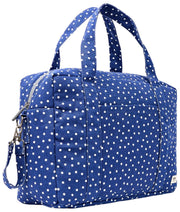 Grand sac bébé en toile de coton Roka Somerset - Bleu marine à pois