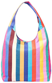 Roka Hoxton Grand sac à bandoulière en toile de coton - Larges rayures multicolores
