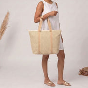 Sac fourre-tout d'été Elie Beaumont - Tissage géométrique doré