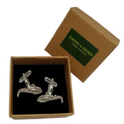 Bassin and Brown Saxophone Cufflinks - Silver