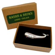 Bassin and Brown Whale Tie Bar - Silver