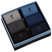 London Sock Company Simply Staples Coffret de 6 paires de chaussettes – Bleu/gris/noir