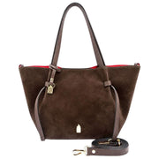 Franchetti Bond Simona Large Shopper Bag - Chocolate Suede/Dollaro