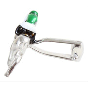 David Van Hagen Horse Racing Cufflinks - Silver/Green