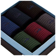 London Sock Company Coffret de Chaussettes Traditionnel 6 Paires - Gris/Bleu/Vert
