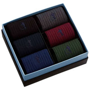 London Sock Company Coffret de Chaussettes Traditionnel 6 Paires - Gris/Bleu/Vert