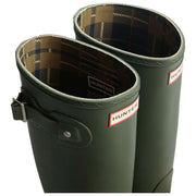 Bottes en caoutchouc Hunter Original Tall doublées de tartan - Vert olive foncé