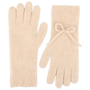 Gants tricotés en laine mélangée avec nœud Isotoner - Beige