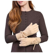 Gants tricotés en laine mélangée avec nœud Isotoner - Beige