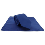 Michelsons of London Plain Polyester Pocket Square and Tie Set - Royal Blue