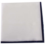 Michelsons of London Shoestring Border Handkerchief - White/Navy