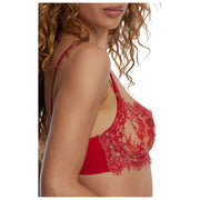 Soutien-gorge balconnet en dentelle Skarlett Blue Entice - Cerise brillante/Nylon Tan