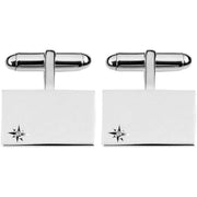 Orton West Sterling Silver Diamond Detail Rectangular Cufflinks - Silver