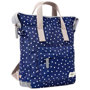 Petit sac à dos en toile recyclée Roka Bantry B - Bleu marine à pois