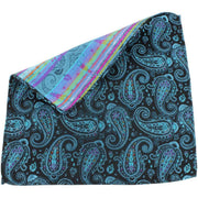 Knightsbridge Neckwear Large Paisley Silk Pocket Square - Black/Turquoise