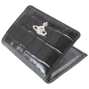 Vivienne Westwood Porte-cartes à rabat fin en relief croco - Noir