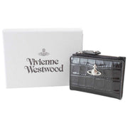 Vivienne Westwood Porte-cartes à rabat fin en relief croco - Noir